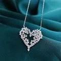 Hohl Herz Diamant Anhänger 100% Echt 925 Sterling Silber Charme Hochzeit Anhänger Halskette Für