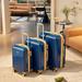 3 Travel Set Suitcase w/ Side Handles & Dumper Feet Luggage Sets, Blue