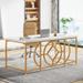 Modern White and Gold Desk, 63" Home Office Desk with Metal Frame