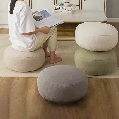 Kreis-Fleece-Samt-Kissenbezug im japanischen Stil, Pouf, Meditationskissen, moderner Futon, Balkon, Image