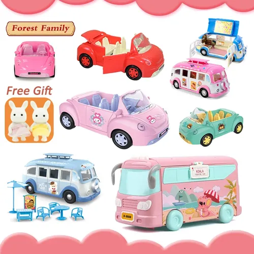 DIY Kinder Auto Spielzeug 1/12 Wald Familie Puppe Haus Picknick Auto Set Miniatur Puppenhaus Möbel