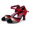 Marke Neue Rot Gold Silber Schwarz Latin Tanzen Schuhe frauen Closed Toe Salsa Schuhe Party Ballsaal