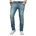 Slim-fit-Jeans ALESSANDRO SALVARINI "ASLuca" Gr. W33 L36, Länge 36, blau (as043) Herren Jeans Slim Fit