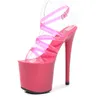 2022 sommer 15cm 17cm 20cm Transparent PVC Gurt Sandalen Frauen High Heels Plattform Schuhe Frau Cross Strap sandalen Große Größe 43