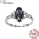 Trumium 1ct s925 Silber ring Marquise schwarz Achat weiß Zirkon Ringe für Frauen Vintage Luxus