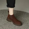 2024 herbst Frauen Stiefel Runde Kappe High Heel Kuh Wildleder Leder Frauen Schuhe Stiefel Winter Chunky Ferse Stiefeletten Aus Echtem Leder
