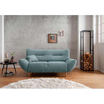 2-Sitzer INOSIGN "Drago elegant und zeitlos, komfortabel, Holzfuß", grün (mint), B:173cm H:81cm T:90cm, 100% Polyester, Sofas, frei im Raum stellbar, inkl. 1 Zierkissen Image