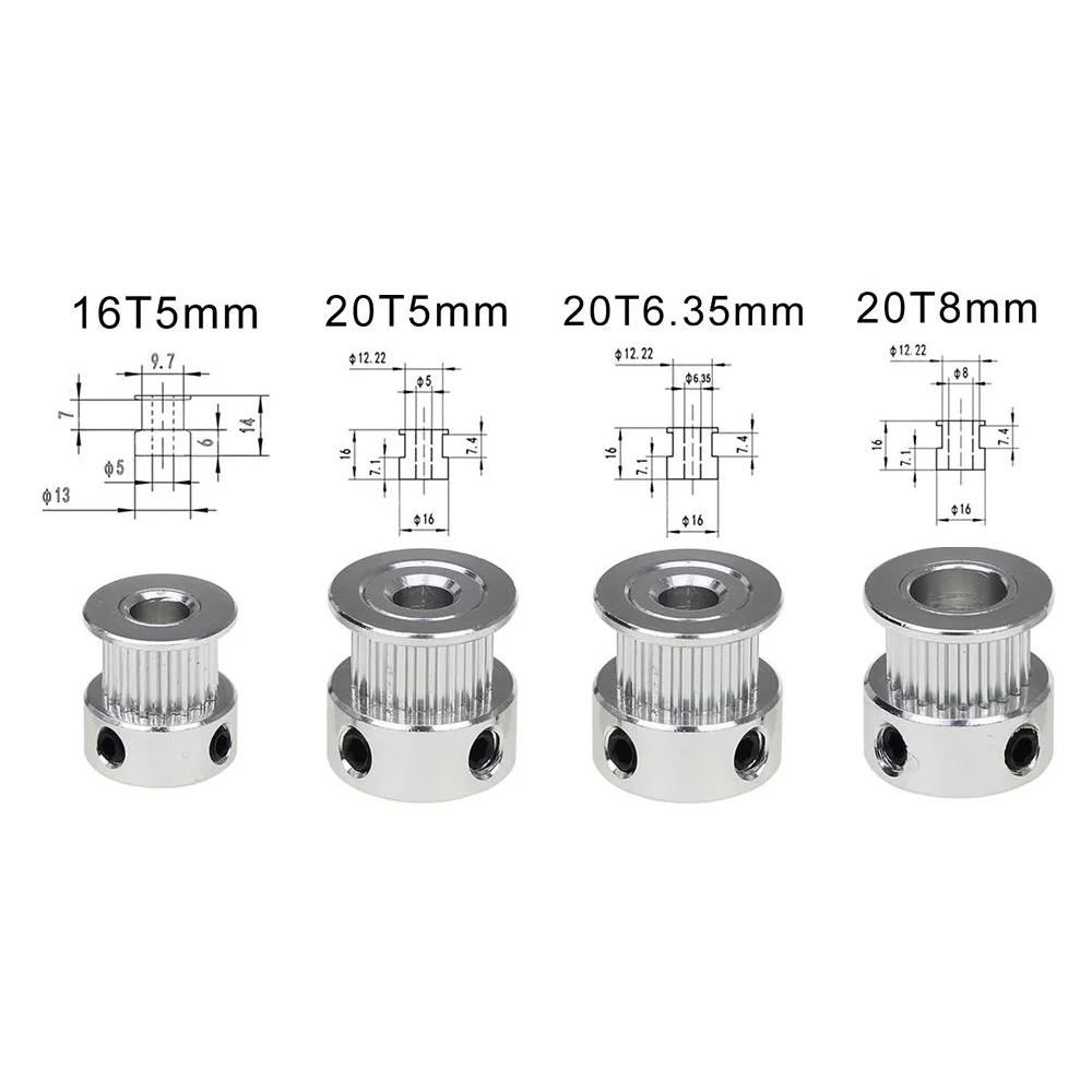 GT2 20 Zähne 16 Zähne 20 Zähne Bohrung 5mm/8mm Timing Aluminium Pulley Fit Für GT2-6mm Offene Zahnriemen Für 3D Drucker Image