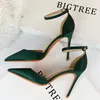 BIGTREE Schuhe Grün Blau Frauen Pumpen Mode Frauen Büro Schuhe Sexy High Heels Seide Stiletto Heels