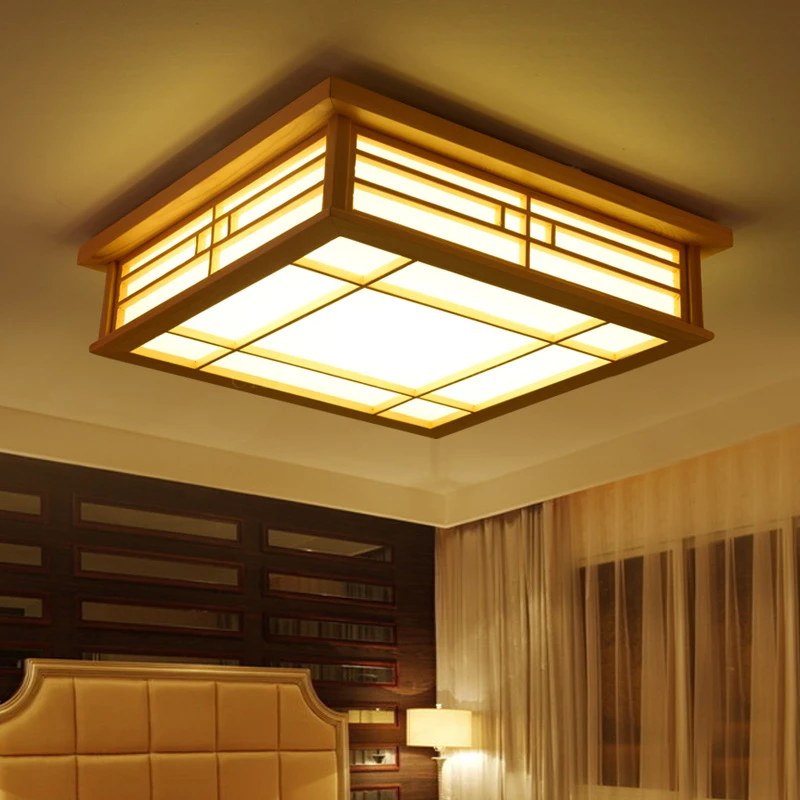 Chinesischen Stil Holz Deckenleuchte Wohnzimmer Dekoration LED Lampe Japanischen Stil Tatami Esszimmer Beleuchtung Holz Led-leuchten