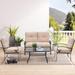 4-Piece Metal Outdoor Patio Loveseat Conversation Set