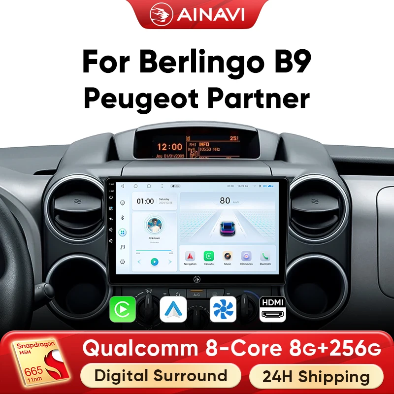 Ainavi Autoradio für Citroen Berlingo B9 Peugeot Partner Wireless Carplay Android Auto Audio Auto-Multimedia-Player HDMI OUT 2Din Image