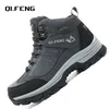Männer Große Sneaker Winter Schnee Stiefel Warme Pelz Wasserdichte Leder Outdoor Berg Schuhe Taktische Schuhe Schwarz Kampf Stiefel