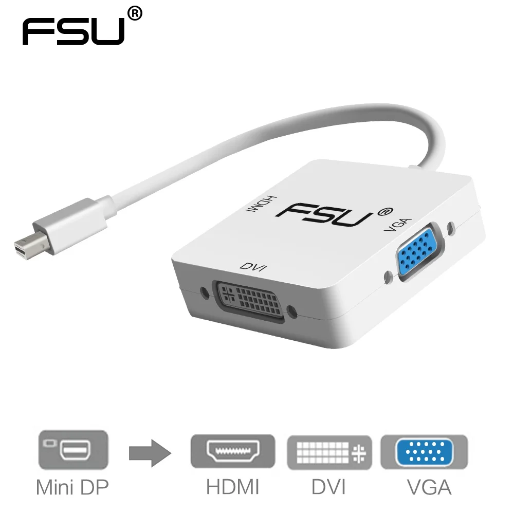 FSU 3 in 1 Mini DP DisplayPort zu HDMI-kompatibel VGA DVI Adapter Mini DP Kabel Konverter für MacBook Pro Air Mini DisplayPort Image
