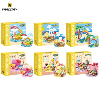 Neue Keeppley Bausteine Pokemon Serie Urlaub Party Psyduck Bausteine Spielzeug Pikachu Pädagogische Image