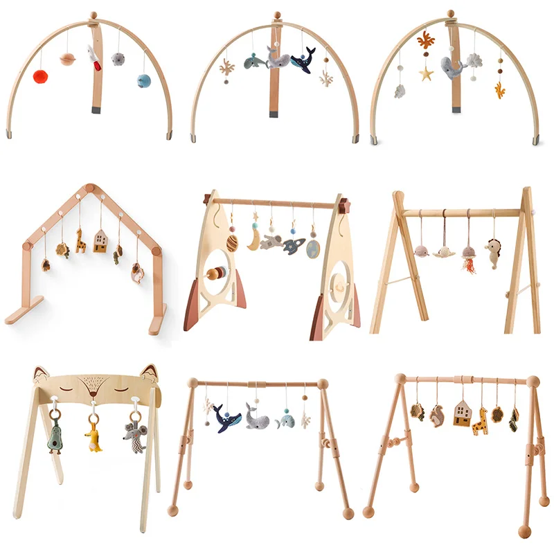 1Set Spielen Gym Rahmen Baby Aktivität Holz Fitness Rahmen Spielen Gym Mobile Baby Zimmer Dekoration Neugeborenen Baby Zubehör Rassel spielzeug Image