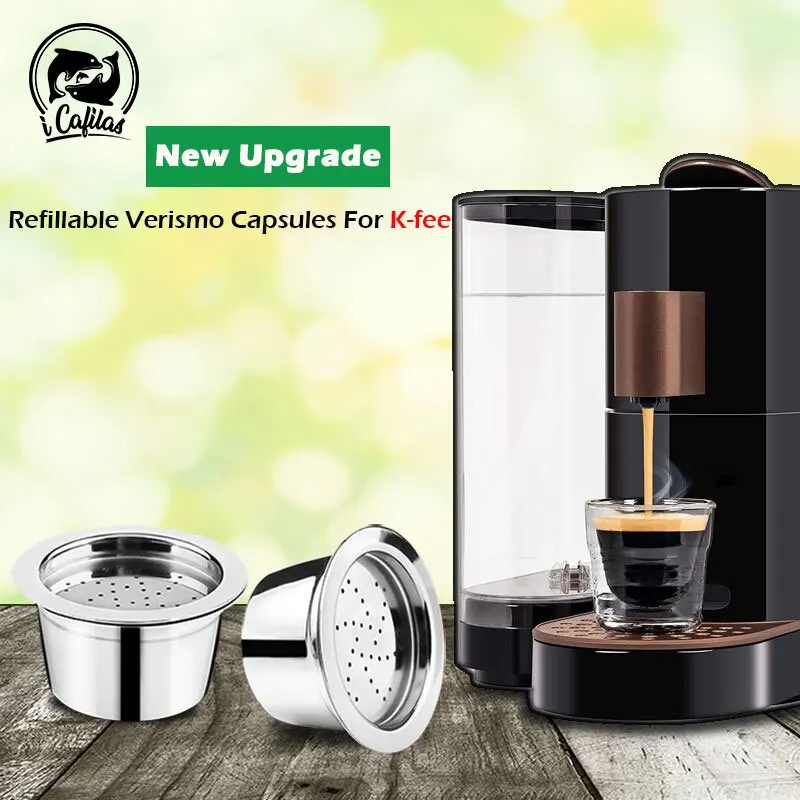 Upgrade K gebühr Nachfüllbare Verismo Kapsel Für ALDI Expressi Nachfüllbare Kaffee Kapsel Pod Filter Edelstahl Cafeteira Image