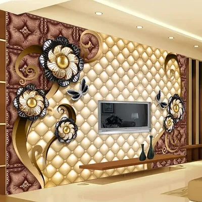 Custom Foto Wandbild Luxus Schwarz Schmuck Blumen Weiche Tasche TV Hintergrund Wand Malerei Wohnzimmer Schlafzimmer 3D Geprägte Tapete Image