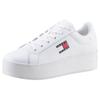 Plateausneaker TOMMY JEANS "TJW FLATFORM ESS", Damen, Gr. 41, weiß, Leder, Lederimitat, Textil, sportlich, Schuhe, Freizeitschuh, Halbschuh, Schnürschuh mit gepolstertem Schaftrand, Topseller