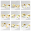 Edelstahl 26 A-Z Anfangs buchstaben Ohr stecker kleine winzige Alphabet Name Ohrringe Gold Farbe DIY