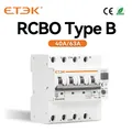 ETEK Typ B Rcbo Automatische Schaltung Breaker 10KA 3P + N 4P 40a 63a Über Leckstrom schutz 30mA