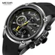 MEGIR Armee Sport Quarz Uhren für Männer Schwarz Silikon Strap Militär Marine Chronograph Armbanduhr