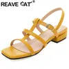 Reave Katze 2022 Frauen Sandalen Open Toe Heels Träger oberen täglichen Schuhe große Größe 28-50