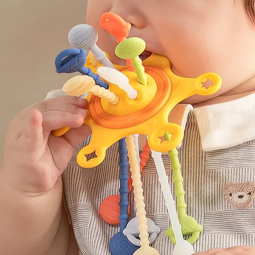 Weiches Silikon Pull String Spielzeug sensorische Montessori Spielzeug für Babys 1 2 3 Jahre