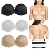 Vgplay Weißer BH, trägerlos, Push-Up, rutschfest, Dessous, transparentes Band, Damen-BH, Übergröße, für große Brüste, 32–44 C D E F