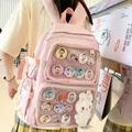 Koreanische Mädchen große Schule rosa ita Rucksack mit Einsatz platte mit zwei klaren Taschen für