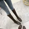 Schuhe lange Schuhe für Frauen elastische Damen Stiefel Winter Knie hohe Welle schwarze Socke Mittel absatz y2k Chic Point Hot Angebot Gothic
