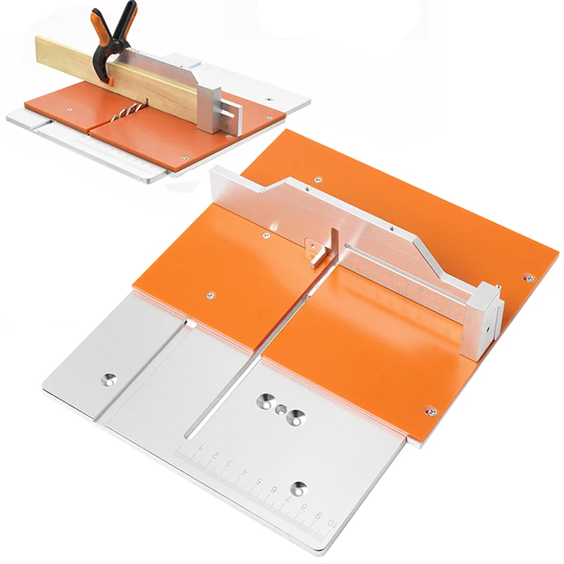 Aluminium Mini Tischkreissäge Abstand Einsatzplatte Kreissäge Flip Abdeckplatte mit Gehrungslehre Führung Holzbearbeitung Werkbank Werkzeug Image