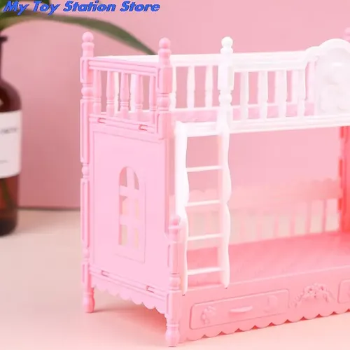 Für BJD Puppe Kinder Spielen Haus Simulation Europäischen Möbel Prinzessin Doppelbett Mit Treppen