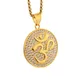 Hip Hop Runde Indische Yoga Anhänger Mit Box Kette Gold Farbe Edelstahl OHM Hindu Buddhistischen AUM