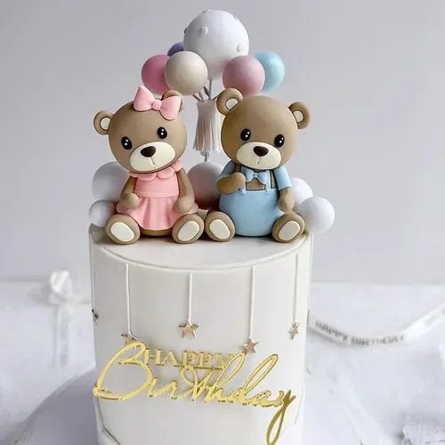3d Teddybär Kuchen deckel niedlich rosa blau Mini Bär für Jungen Mädchen 1. Geburtstags torte