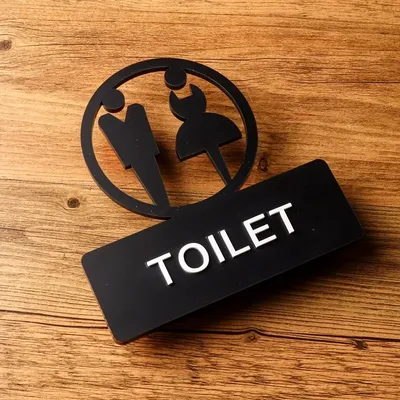 Acryl aushöhlen Badezimmer Beschilderung Toilette Männer und Frauen Toilette Beschilderung WC Image