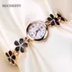 2022 Luxus Strass Blume Armband Edelstahl Uhr Mode kleine Uhren Frauen Band Kleid weibliche Uhr