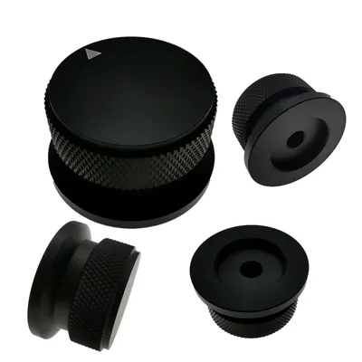 Potentiometerknöpfe aus Aluminiumlegierung, Audioverstärker-Einstellknopf, 34 x 20 mm – Schwarz Image