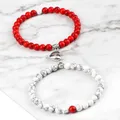 Neue Schwarz Weiß Perlen Armband Magnet Herz Paar Natürliche Stein Passenden Armbänder für Männer