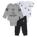 Newborn & Infant WEAR by Erin Andrews Gray/Black/White New Orleans Saints Three-Piece Turn Me Around Bodysuits Pant Set