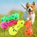 KAOU Pet Cat Dog Puppy Dotted Dumbbell Bone Shape Squeaky Chew Play Interactive Toy Random Color