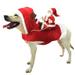 Opvise Dog Christmas Costume Running Santa Claus Riding on Pet Fasten Tape Thick Warm Plaid Color Matchubf Coat Dog Cat Hoodie Christmas Holiday Outfit Pet Xmas Dog Clothes for Christmas Red Black
