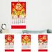 Xinhuadsh 2024 Wall Calendar with Blessing Word Double Coil Page Turning Monthly Calendar Ornament Tearable Chinese New Year Hanging Calendar Home Decoration