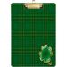 Coolnut Beautiful Shamrock Clover Leaves Classic Irish Green Plaid 12.5 x9 Clipboard Acrylic Fashion Letter A4 Size Clipboards with Metal Clip for Office School -12.5x9in