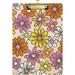 12.5 x9 Flowers Daisy Clipboards Standard A4 Letter Size Nursing Clipboard with Low Profile Metal Clip Decorative Clip Board for Office Supplies Silver