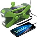 ã€�10000mAhã€‘ Emergency Radio Hand Crank Solar NOAA Weather Radio Multiple Power Sources Flashlight Reading Lamp Cell Phone Charger SOS Alarm Portable AM/FM/WB Radio with Headphone Jack (Green)