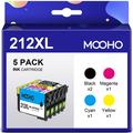 212XL Ink Cartridges for Epson 212 Ink Cartridges for Epson 212XL Ink for Epson XP-4105 WF-2830 XP-4100 WF-2850 Printer 5-Pack (2 Black Cyan Magenta Yellow)