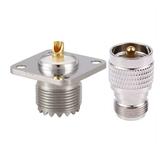 1 Pcs UHF Male PL259 To N Female M/F Straight Coax RF Adapter & 1 Pcs UHF SO-239 Female Jack Square Shape Solder Cup Coax Connector for Ham Radio