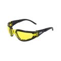 Global Vision Eyewear Rider PL YT Rider Plus Safety Foam Padded Glasses Yellow Lens Frame Black