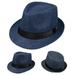 Womens Straw Sun Hat Woven Bucket Hat Fishing Hat Beach Hat Foldable Cap Solid Color Straw Beach Hat Summerï¼ŒNavy blue